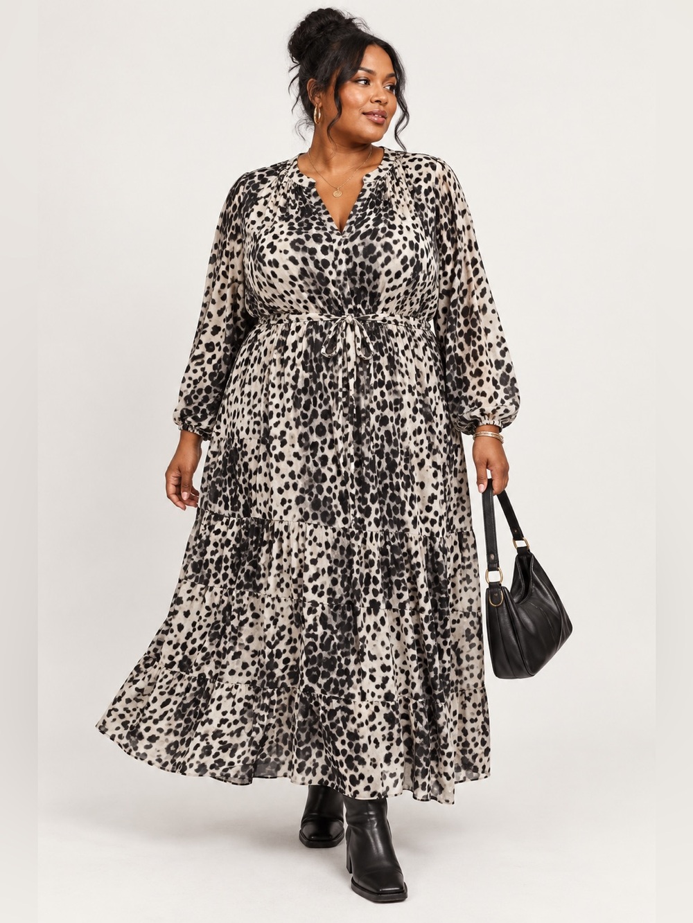 Lane Bryant 22/24 Leopard Animal Print Tiered Maxi Dress